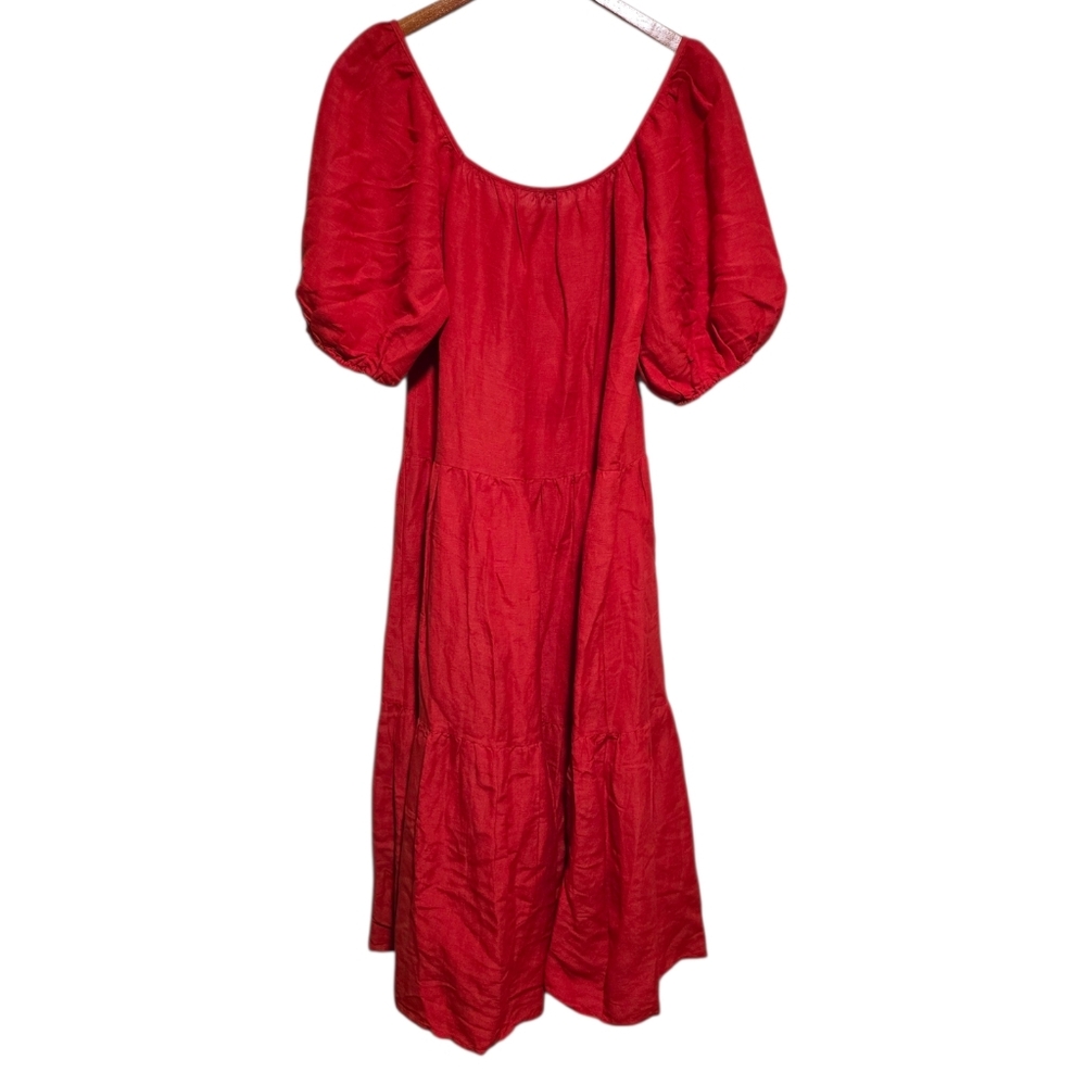 SOLID & STRIPED The Peasant Dress in Candy Red Size Small - Picture 2 of 4